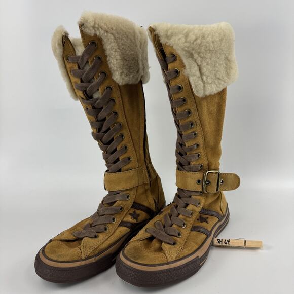 CONVERSE ALL STAR XXHI Brown Boot Fur Suede LEATHER Womens 8.5 Mens 6.5 READ! - Picture 4 of 10
